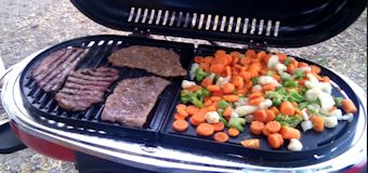 camp food on camp stove